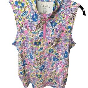 Stella Parker Mock zip floral Sport Tank Top perfect for a day of Golf!